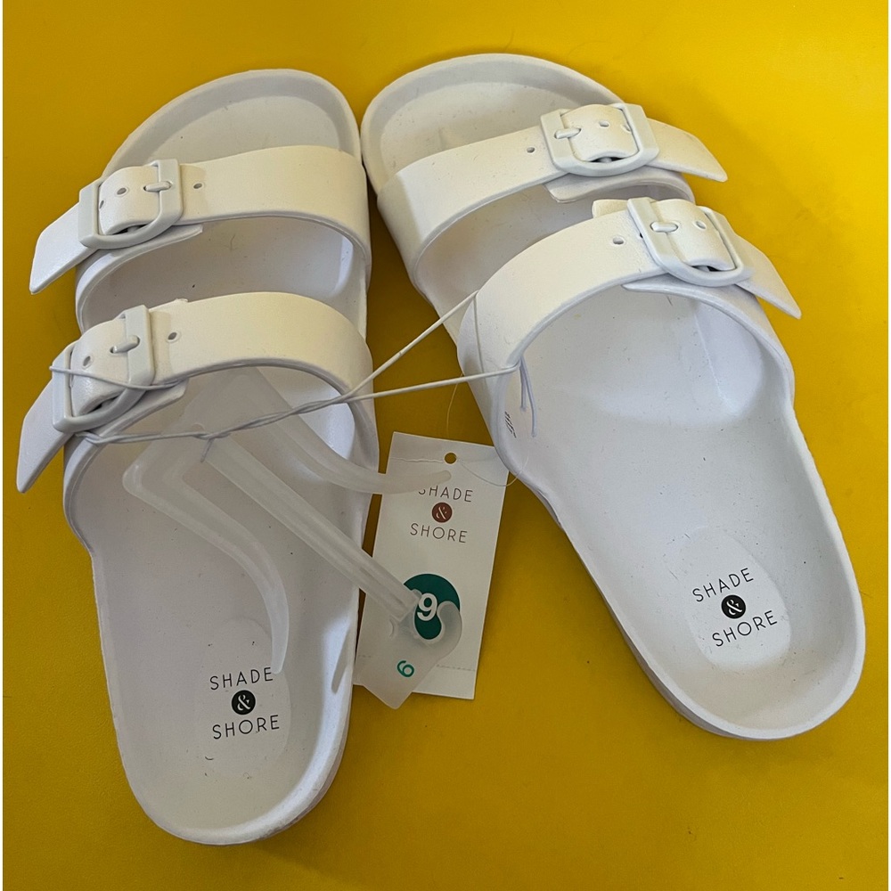9 shade & shore TARGET SLIDES flip flops tropical Hawaiian tiki beach NEW